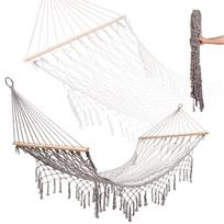 Sodo hamakas boho tinklelis su kutais 200 cm pilkas