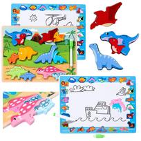 Medinė edukacinė dėlionė su dinozaurais