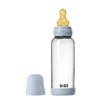 BIBS naujasis stiklinis buteliukas nuo dieglių 240 ml medium flow pilnas komplektas Baby blue