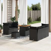 vidaXL Sodo Sofų Rinkinys su pagalve su saugykla 8 pcs Juoda