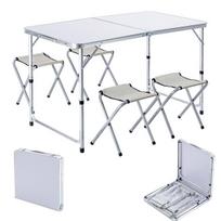 KADAX turistinis komplektas sulankstomas stalas 120cm + 4 kėdės 5in1 Camping Grill