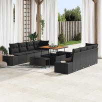 vidaXL Sodo Sofų Rinkinys Juoda 100 x 100 x 71 cm Poli ratanas