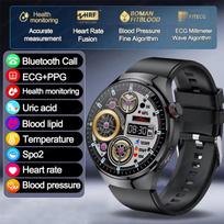 2025 Naujas Tikslus Kraujo Lipidų Šlapimo Rūgšties Išmanusis Laikrodis Vyrams EKG+PPG Laikrodis Lauko Sportui Bluetooth Skambutis Sveikatos Išmanieji Laikrodžiai black-silicone