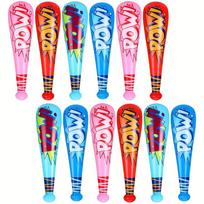 12 vnt. sustorintų PVC pripučiamų POW beisbolo lazdų, interaktyvi pramoga ir komandos palaikymo vakarėlio reikmenys, spalvingos karnavalo vakarėlio dovanos. 12pc POW Baseball Bat