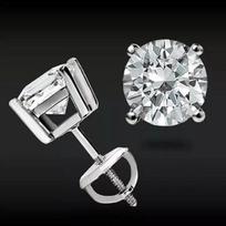 1,50 ct apvalaus kirpimo moisanito auskarai-vinukai, 14K baltojo aukso, užsukami, skirti moterims kasdieniam dėvėjimui 15MM sidabras