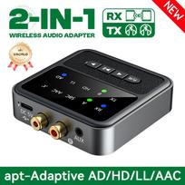 aptX-Adaptive AD/HD/LL AAC 2 viename Bluetooth garso siųstuvas-imtuvas 3,5 mm AUX RCA stereo HiFi muzikos belaidis adapteris su mikrofonu juoda