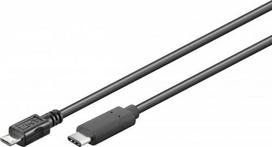 Goobay USB cable, USB 2.0, 1 m, Micro-USB B, USB C, Black