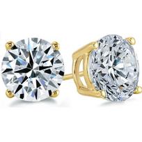 Brangakmeniai Prim 2 ct. Moissanito auskarai vėrimai - Solidus 14K geltonasis auksas - Nuostabūs ir žvilgantys 15MM geltona