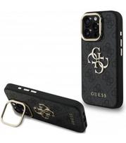 Juodas dėklas Apple iPhone 16 Pro Max telefonui "Guess PU 4G Metal Logo Stand Camera Frame Case"