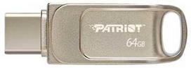 Patriot Memory Tab T560 64GB USB atmintinė, dviguba USB 120MB/s (PS64GT560DS5D), Sidabrinis
