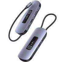 USAMS Adapter HUB 6-in-1 2xUSB 3.0/TF/SD/USB-C/HDMI PD100W grey/brushed SJ642HUB01 (US-SJ642)