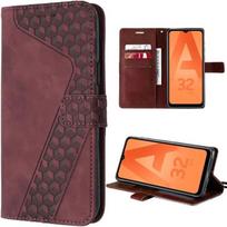 Protective case - BOOLING - for Samsung Galaxy A32 5G - Embossed PU leather - Red - Built-in stand raudona