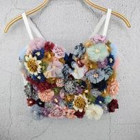 Flower Patterned Trendy Color Blocked Vest Short-style Soft and Ethereal Multi-color Strapless Versatile Outerwear Waistcoat Lightweight Style 34/75 balta