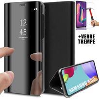 Dėklas Samsung A52 5G - PROSHOP - Veidrodinis efektas - Skaidrus langelis - Juodas - Grūdintas stiklas juoda