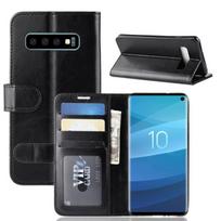 Case - Samsung - Galaxy S10 - PU Leather - Black - Wallet Stand Cover juoda