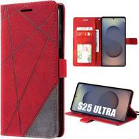 Dėklas Samsung Galaxy S25 Ultra - BOOLING - Raudonos odos efektas Atsparus smūgiams Apsauga 360° raudona