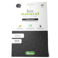 100% natūralus, biologiškai suyrantis kačių kraikas su aktyvuota anglimi 20 L - puikiai kontroliuoja kvapus, pagamintas iš itališkų baltųjų kukurūzų