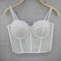 Versatile Fitted French-style Bra Tank Top Slimming Bra with A Waist-cinching Design Ultra-thin Contrasting Lace Sensual Style Corset Tank Tops 34/75 balta