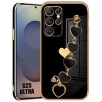 Dėklas Samsung Galaxy S25 Ultra, Juodas Silikoninis Prabangos Efekto Itin Plonas Apsauginis nuo Smūgių su Širdelės Apyranke juoda