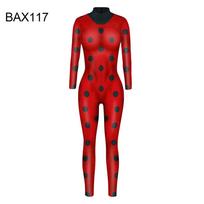 Fetong Women Helovino ilgomis rankovėmis skaitmeninis spausdinimas plonas kombinezonas Bodysuit Cosplay kostiumas XL red