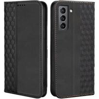 Dėklas Samsung Galaxy S22, Apsauga nuo įbrėžimų, Smūgiams atsparus, Elegantiškas juodas odos efektas