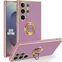 Case for Samsung Galaxy S25 Ultra - Shockproof Protection with Purple Rotating Ring violetinė