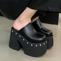 Nauji prabangūs dizainerių moteriški šlepetės didesnio dydžio moterims Dydis 34-43 Vasara 11 cm Storu padu Zapatos Mujer 34 juoda