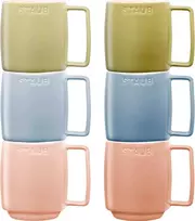 Set of 6 Ceramic Mugs - Multicolor, 350 ml