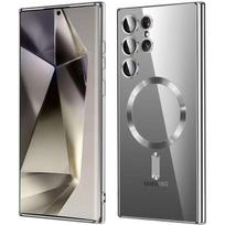 Dėklas Samsung Galaxy S25 Ultra - su magnetiniu žiedu, kameros apsauga - sidabrinis - BOOLING®