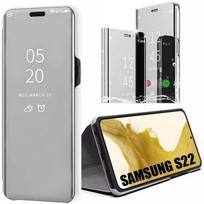 Full Body Case for Samsung S22 360 Protection Clear View Smart Case - Silver sidabras