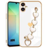 Case for Samsung Galaxy A06, Shockproof Silicone Protection with Heart Bracelet - White balta