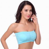 Plus Size Double-Layer Bandeau: Anti-Exposure Wire-Free Bra with Chest Pad 5XL mėlyna