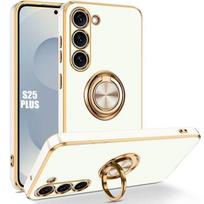 Coque pour samsung galaxy s25 plus (s25+) - protection avec anneau rotatif - blanc balta