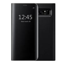 Coque pour samsung galaxy note 8, clear view flip coque cover mince translucide miroir housse - noir juoda