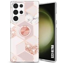 Silicone Case - Booling - for Samsung Galaxy S23 Ultra - Shockproof - Pink - 360° Support Ring rožinė