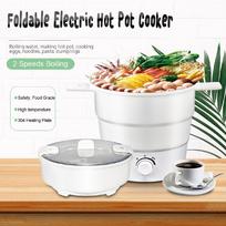 800W Folding Electric Skillet Kettle Heated Food Container Heated Lunch Box Cooker Portable Hot Pot Cooking Tea