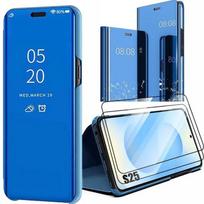 Protective Case - BOOLING - for Samsung Galaxy S25 - Smart Case Flip Cover - Blue - 2 Tempered Glass mėlyna