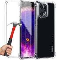 Dėklas OPPO Find X5 Pro - TPU - Atsparus smūgiams - Skaidrus - 2 Grūdinti Stiklai - Ekrano Apsauga