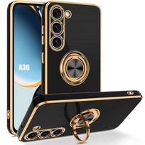 Dėklas Samsung Galaxy A36 5G - TPU apsauga su juodu besisukančiu žiedu juoda