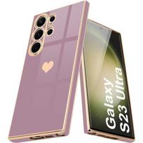 Case - BOOLING - for Samsung Galaxy S23 Ultra - Liquid Silicone - Love Pattern - Shockproof Protection violetinė
