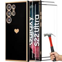 Dėklas - skirtas Samsung Galaxy S22 Ultra - Juodas TPU - Širdelės raštas - Atsparus įbrėžimams juoda