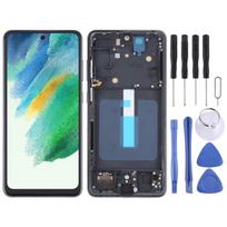 Skirta Samsung Galaxy S21 FE 5G SM-G990B TFT medžiagos LCD ekranas su lietimui jautriu sluoksniu, pilnas surinkimas su rėmeliu, nepalaiko pirštų atspaudų atpažinimo (Juoda) juoda