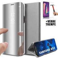 Dėklas Samsung A52 5G - PROSHOP - Veidrodinis efektas - Skaidrus langelis - Sidabrinis - 2 Grūdinti stiklai sidabras