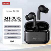 Lenovo EA230 belaidės ausinės Ergonomiškas dizainas Su Bluetooth 5.4 TWS ausinėmis Didelės talpos ir ilgas baterijos veikimo laikas Sportui ir žaidimams skirta laisvų rankų įranga juoda