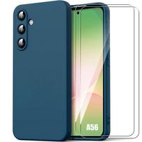 Protective Case - BOOLING - for Samsung Galaxy A56 5G - Silicone - Shockproof - Blue - with 2 Tempered Glasses mėlyna