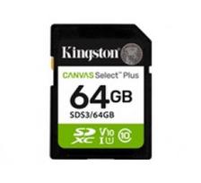 Kingston Canvas Select Plus | 64GB | SD | Flash memory class Class 10, UHS-I, U1/U3, Video Class 10/30