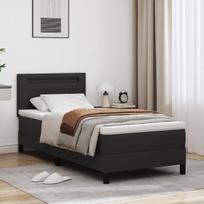 vidaXL Kiemas lova su čiužiniu Juoda 100 x 200 cm Dirbtinė oda