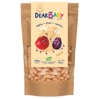 Liofilizuotų obuolių ir slyvų skonio grūdų užkandis | Dear baby (25 g)