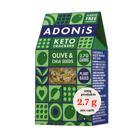 Ekologiški alyvuogių ir chia sėklų krekeriai | Adonis (60 g)