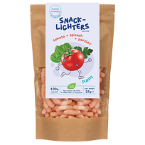 Pomidorų, špinatų ir petražolių užkandis - 20% BALTYMŲ | Dear baby (25 g)